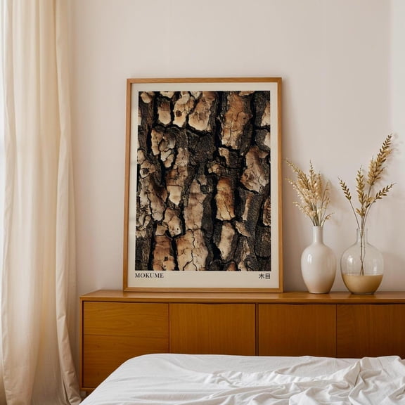 Japandi Bark Texture Wabi Sabi Tree Wall Art, Unframed Paper Print Size 8x12