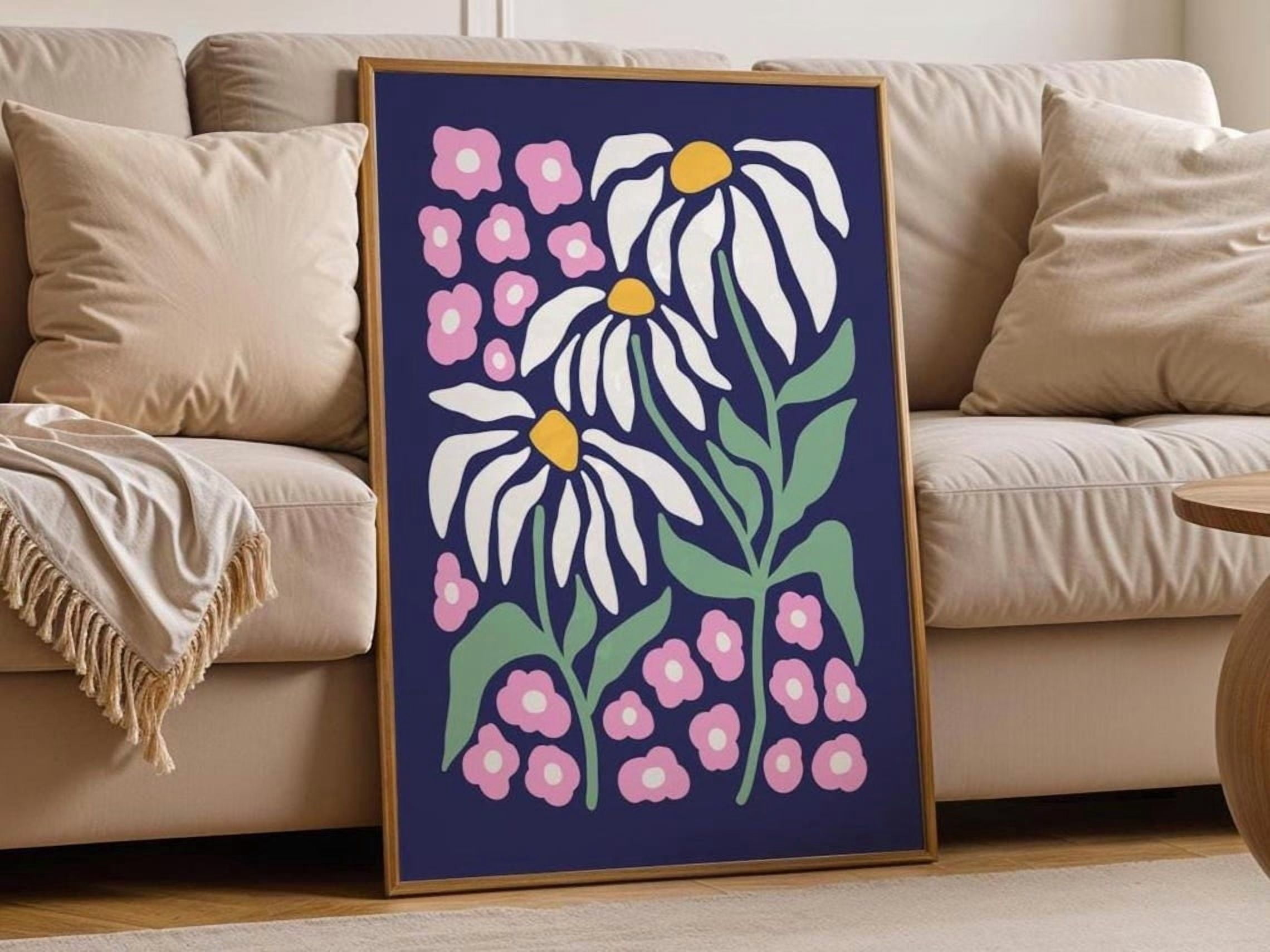 Japandi Bloom Wall Art Print, Colorful Minimalist Botanical Line Art ...