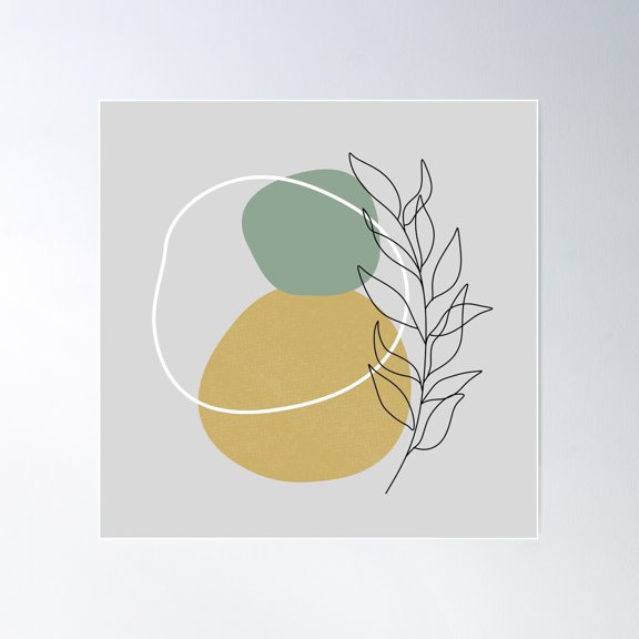 Japandi Simple Elements Design Poster Wall Art, Modern Wall Decor For Living Room Bedroom, 16x16 UNFRAMED