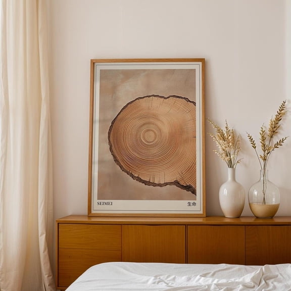 Japandi Tree Rings Wabi Sabi Wood Grain Wall Art Unframed Paper Print