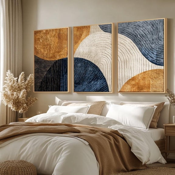 Japandi Triptych Abstract Modern Office Hall Gallery Wall Art Set Home Decor Office Wall Art Set 3
