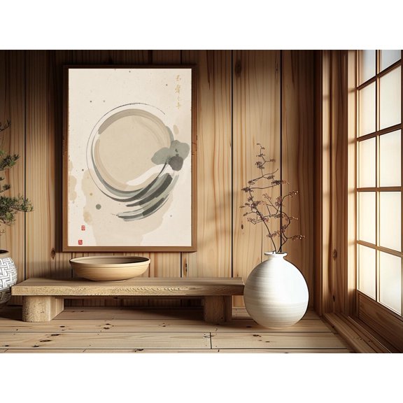Japandi Wabi Sabi Enso Neutral Zen Circle Poster