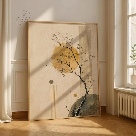 Japandi Wabi Sabi Zen Tree Minimal Botanical Decor Wall Art