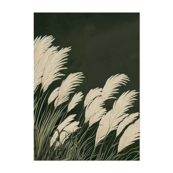 Japandi printable botanical Wabi Sabi Wall Art minimalist extra large sage Green Japanese Pampas Grass Painting vintage living Room Decor - Japan Painting Nature Unframed Wall Art Print 4 x 6 inches