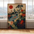 Japanese Abstract Ecosystem Wall Art Print, Cream Navy Modern Nature ...