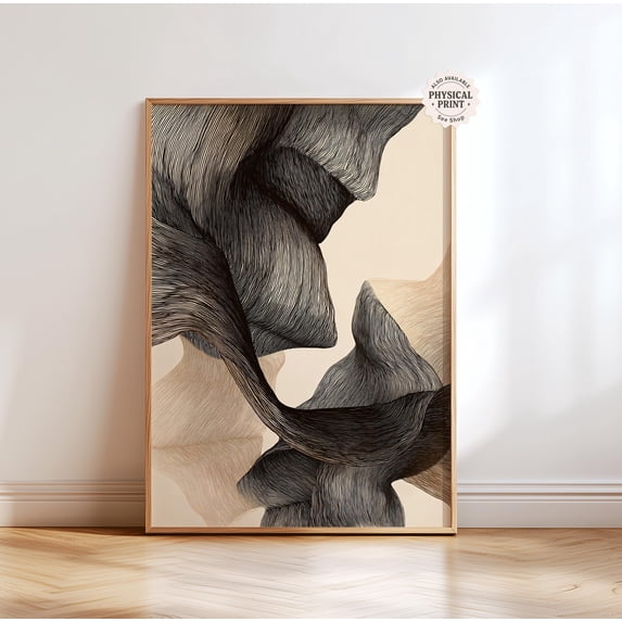 Japanese Abstract Wave Japandi Minimalist Boho Neutral Line Poster ...