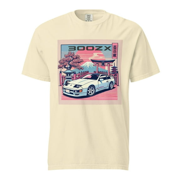 Japanese Aesthetic 300ZX JDM Etnhusiasts 90s Japan Car Culture Garment-Dyed Heavyweight t-Shirt (Ivory, 2XL)