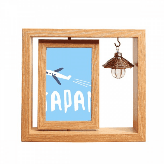 Japanese Airplane Travel Wellcome Wooden Rotating Picture Photo Frame 4x6