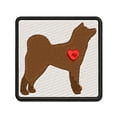 thumbnail image 1 of Japanese Akita Dog with Heart Applique Multi-Color Embroidered Iron-On Patch - 3.5 Inch Large, 1 of 5