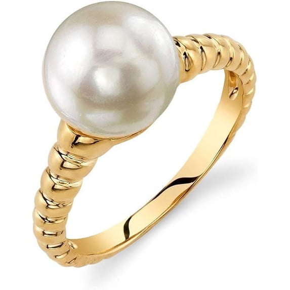 Japanese Akoya Cultured Pearl Ring for Women 14K Gold 9.5-10.0mm Terrie Pearl Ring - THE PEARL SOURCE