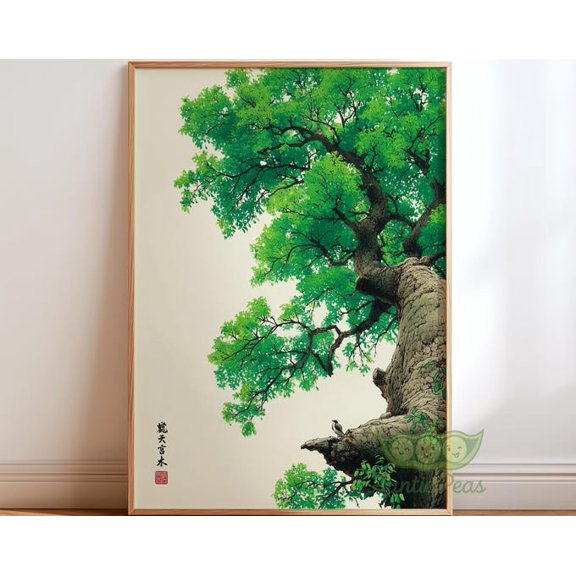 Japanese Ancient Tree Zen Botanical Wall Art Print, Unframed Paper Poster 11x14in
