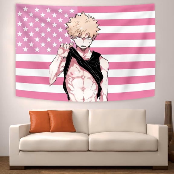 Japanese Animation My Hero Academias Bakugou Katsuki Anime flags Posters Wall Art Picture Room Decor Home Deco Banner