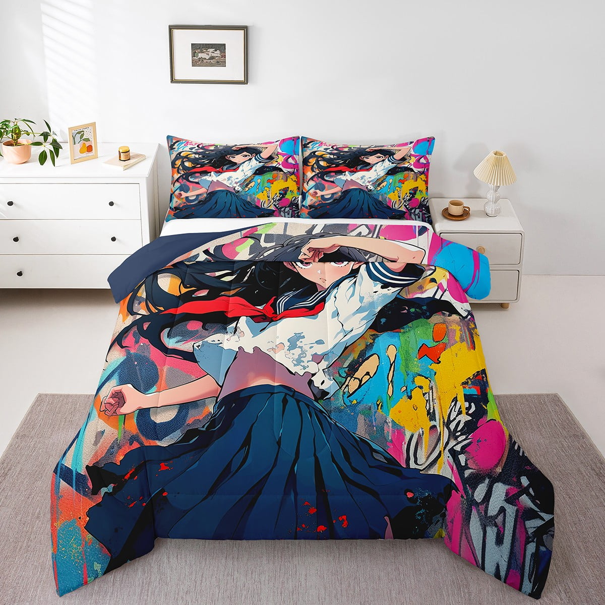 Japanese Anime Bedding Set,Japanese Style Kawaii Comforter Set Room ...