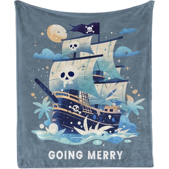 Japanese Anime Blanket for Anime Lover Gifts, Pirate Ship Throw Blanket for Pirate Lovers, Pirate Gifts for Boy, Gifts Blanket for Men Birthday Christmas 60" x 50"