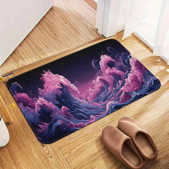Japanese Anime Crystal Velvet Locking Edge Non-Slip Floor Mat Outdoor Entrance Welcome for Kitchen Laundry Room Living Room Bedroom 16"24" inch