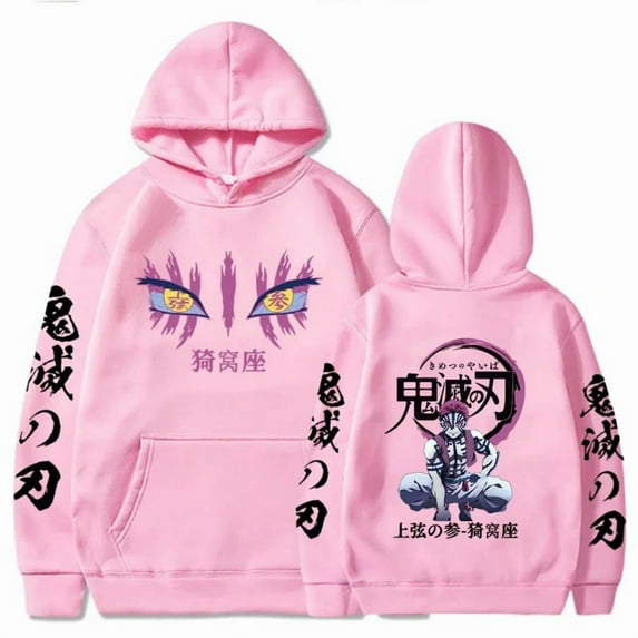 Japanese Anime Demon Slayer Akaza Merch Unisex Oversized Soft Cotton Pullover Hoodie - Manga Graphic Print Fall Winter Casual Streetwear