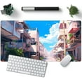 Japanese Anime Desk Mat XL Green Gaming Mouse Pad Cute Blue Sky Desk