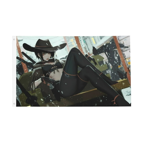 Japanese Anime Girl Samurai Ninja Flag 3x5 Ft Outdoor Indoor With Grommet Garden Yard Banner Decorative Sign