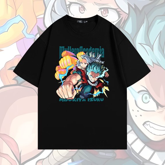 Japanese Anime Graphic Shirt Unisex Cotton Short-Sleeved T-Shirt Men Summer Clothes Unisex Streetwear Soft Cotton Shirt, Rap Tee, Fan Gift BLACK