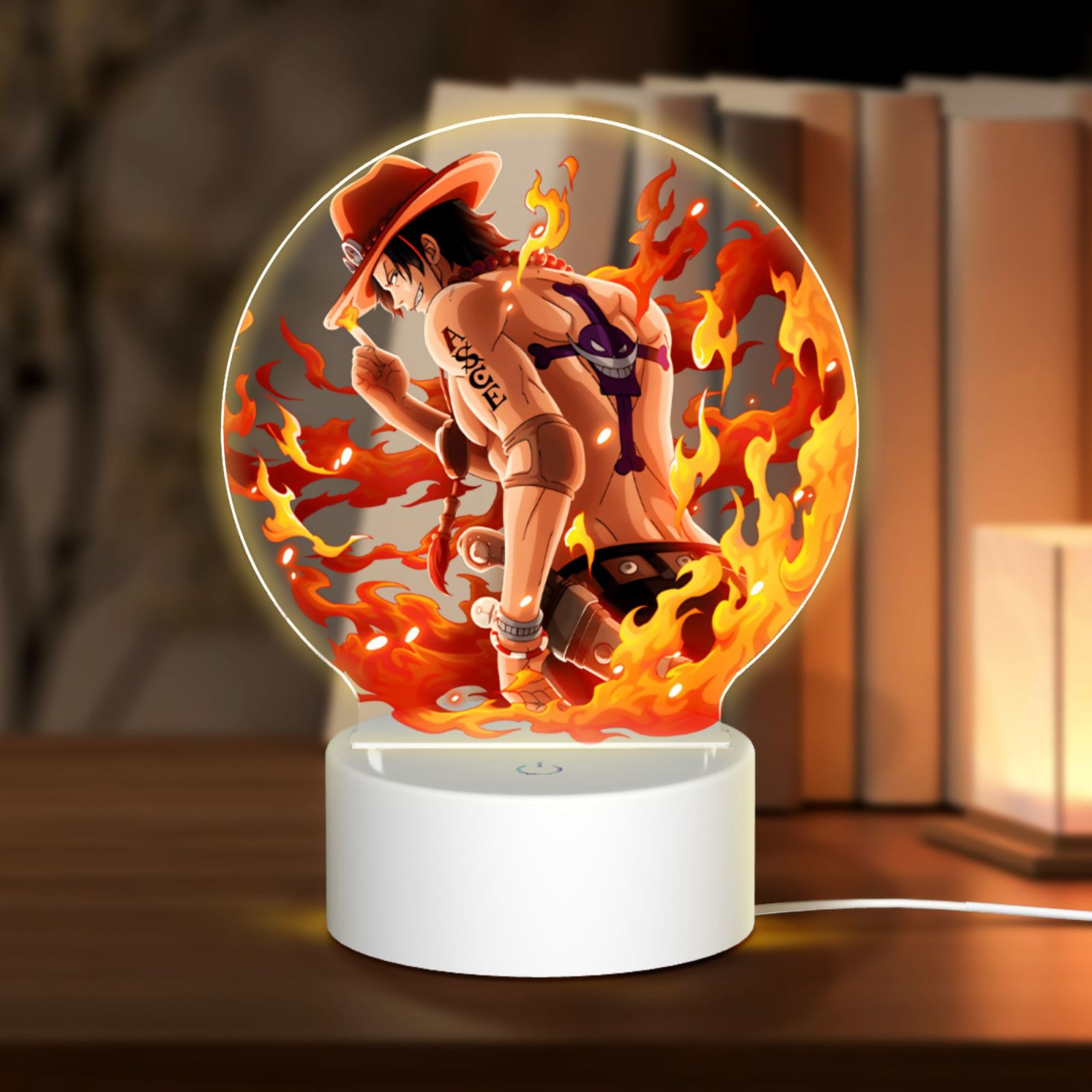 Japanese Anime Graphic Table Round Acrylic One Piece Night Light With ...