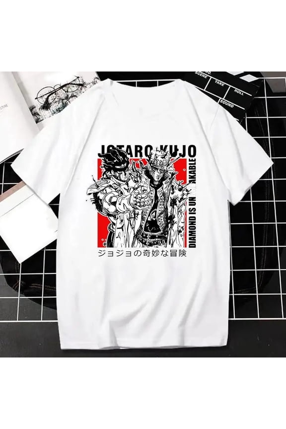 Japanese Anime JOJO Bizarre Adventure Graphic Print T Shirt Men Women Fashion Streetwear Short Sleeve T Shirt Unisex
