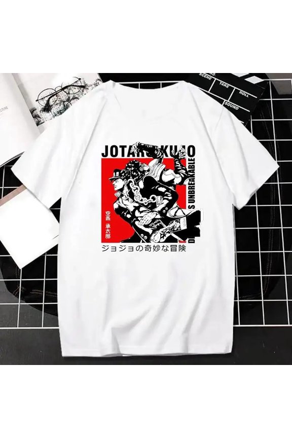 Japanese Anime JOJO Bizarre Adventure Graphic Print T Shirt Men Women Fashion Streetwear Short Sleeve T Shirt Unisex