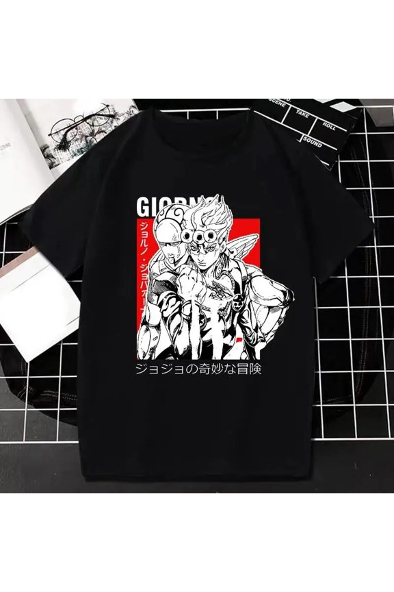 Japanese Anime JOJO Bizarre Adventure Graphic Print T Shirt Men Women Fashion Streetwear Short Sleeve T Shirt Unisex