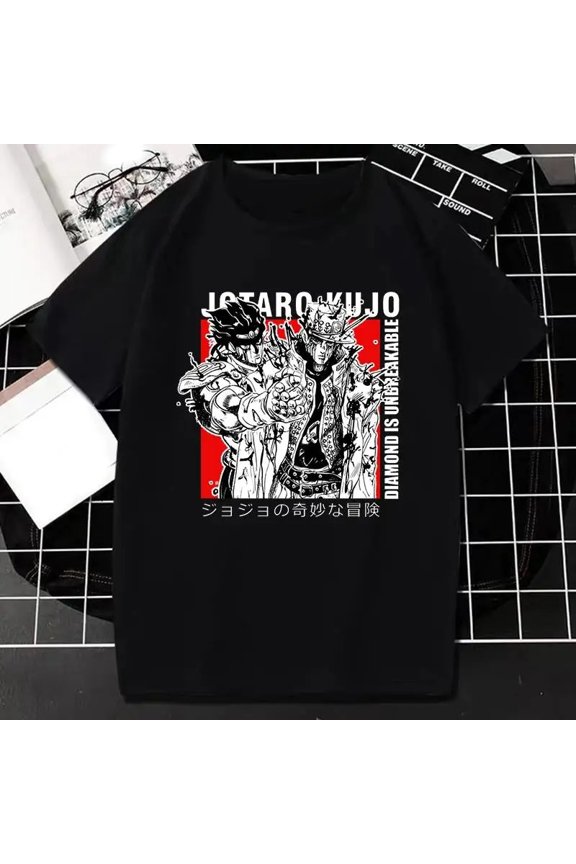 Japanese Anime JOJO Bizarre Adventure Graphic Print T Shirt Men Women Fashion Streetwear Short Sleeve T Shirt Unisex