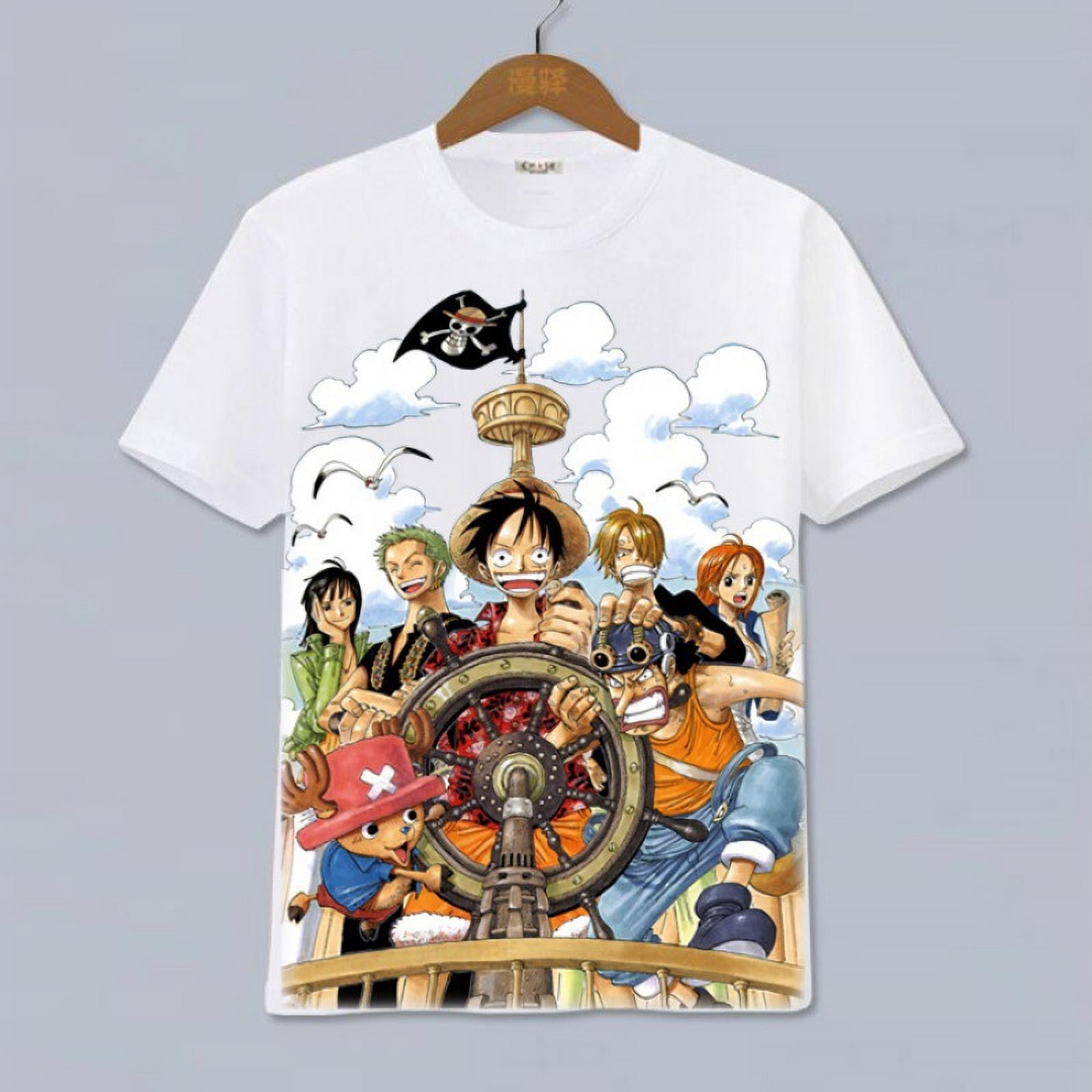 Sybnwnwm Anime One Piece Shirt Men Luffy Roronoa Zoro Chopper T-Shirt  Unisex 3D Pritneted Casual Tops Black D