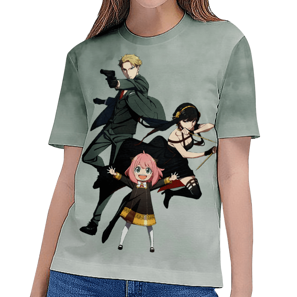 Japanese Anime Spy X Family Anya Forger Summer Fashion T-shirt Short Sleeve  Cartoon Casual Top Children's T-shirt Clothing 3-14 Years Old Girl's T-shirt  Clothing，D-130 