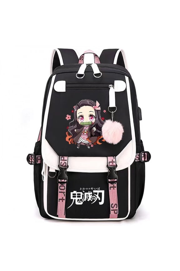 Japanese Anime Style Backpack with USB, Large Capacity Laptop Travel Bag for Teens & Adults