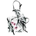 thumbnail image 1 of Japanese Apron Natural Sacred Bamboo Stems Cherry Blossom Japanese Inspired Folk Print, Unisex Kitchen Bib Apron with Adjustable Neck for Cooking Baking Gardening, Dark Green Fuchsia, by Ambesonne, 1 of 3