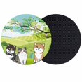 thumbnail image 1 of Japanese Aquatian Dogs Coasters Set of 2, Absorbent Coasters for Drinks, Cute Cats Spring Green Trees Hills Coaster for Desk Coffee Table Protection, Home Decor House Warming Gifts 4", 1 of 8