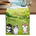 thumbnail image 1 of Japanese Aquatian Dogs Table Runner 36 Inches, Cute Cats Spring Green Trees Hills Bed Runner Dresser Scarves Tabletop for Indoor Outdoor Parties/Ceremony/Banquet, 13"x 36", 1 of 8