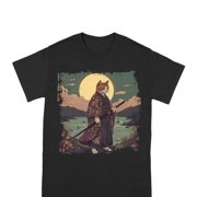 Japanese Art Cat Ninja Ukiyo-e Anime Style Samurai Cat T-Shirt Gildan 5000
