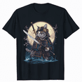 thumbnail image 1 of Japanese Art Cat Ninja Ukiyo-e Anime Style Samurai Cat T-Shirt, 1 of 5