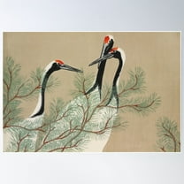 Japanese Art Cranes From Momoyogusa (1909) By Kamisaka Sekka Poster Wall Art, Modern Wall Decor For Living Room Bedroom, 8x12 UNFRAMED