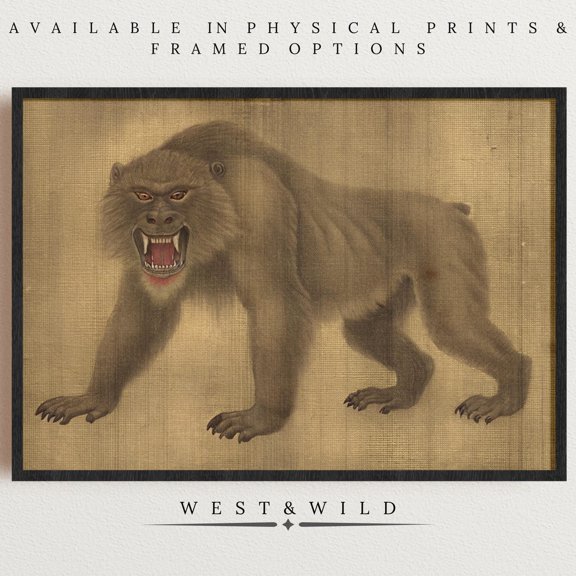 Japanese Arts Art From Japan Baboon Artwork Mythical Japanese Art Japanese Decor, Unframed Paper Print