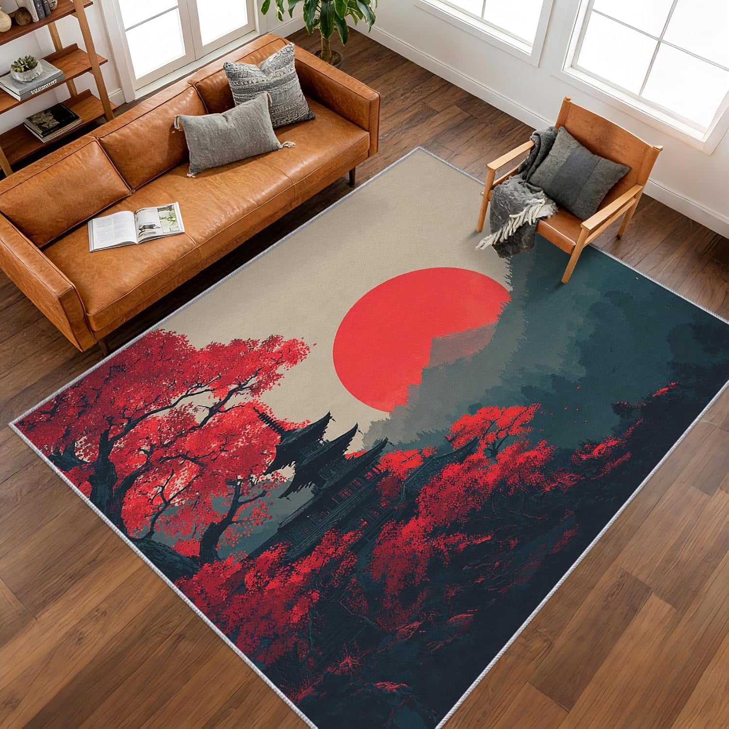 Japanese Looking Rug Japanese Asian Area Rugs, Multicolor Oriental Japan Pattern Carpet ...