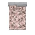 thumbnail image 1 of Japanese Autumn Fitted Sheet & Pillow Sham Set, Romantic Vintage Asian Engraved Style Flower Pattern with Leaves, Decorative Printed 3 Piece Bedding Decor, Full, Pale Rose Dark Taupe, by Ambesonne, 1 of 2