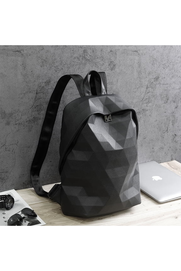 Japanese Backpack Luminous Frosted Geometric Ringer Lattice,Black