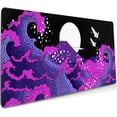thumbnail image 1 of Japanese Balck Blue Purple Wave Gaming Mouse Pad 35.4 X 15.7 Inch XXL Cool Style Art Design Full Des Mousepad Extended Large Non-Slip Rubber Base Keyboard Mat with Stitched Edges for Home Office, 1 of 6