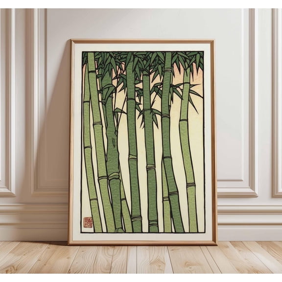 Japanese Bamboo Art Print Zen Minimalist Home Decor