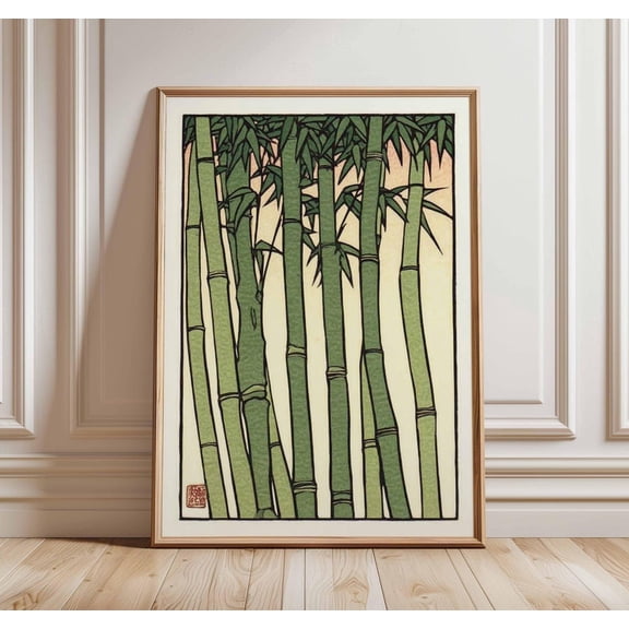 Japanese Bamboo Art Zen Minimalist Home Decor Asian Nature Wall Art, Unframed Poster
