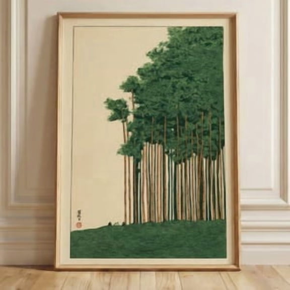 Japanese Bamboo Forest Art Print Hidden Cat Ukiyo E Landscape, Poster Home Decor, Poster Only