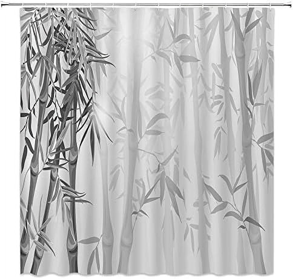 Japanese Bamboo Shower Curtain Asian Ink Painting Vintage Black Bamboo