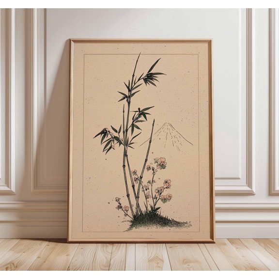 Japanese Bamboo Zen Poster, Unframed Paper Poster 8x10in