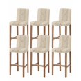 thumbnail image 1 of Japanese Bar Stool Covers Set of 6, Beige Farmhouse Retro Floral Leaf Pattern Stretch Washable Bar Chair Covers with Backs, Removable Pub Counter Height Chair Cover for Kitchen Dining Room Cafe, 1 of 7
