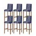 thumbnail image 1 of Japanese Bar Stool Covers Set of 6, Navy Blue Country Flowers Leaves Aesthetic Stretch Washable Bar Chair Covers with Backs, Removable Pub Counter Height Chair Cover for Kitchen Dining Room Cafe, 1 of 7