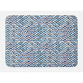thumbnail image 1 of Japanese Bath Mat, Geometric Chevron Repeating Pattern in Watercolor Style Abstract Artwork, Non-Slip Plush Mat Bathroom Kitchen Laundry Room Decor, 29.5 X 17.5 Inches, Pale Blue Orange, Ambesonne, 1 of 2
